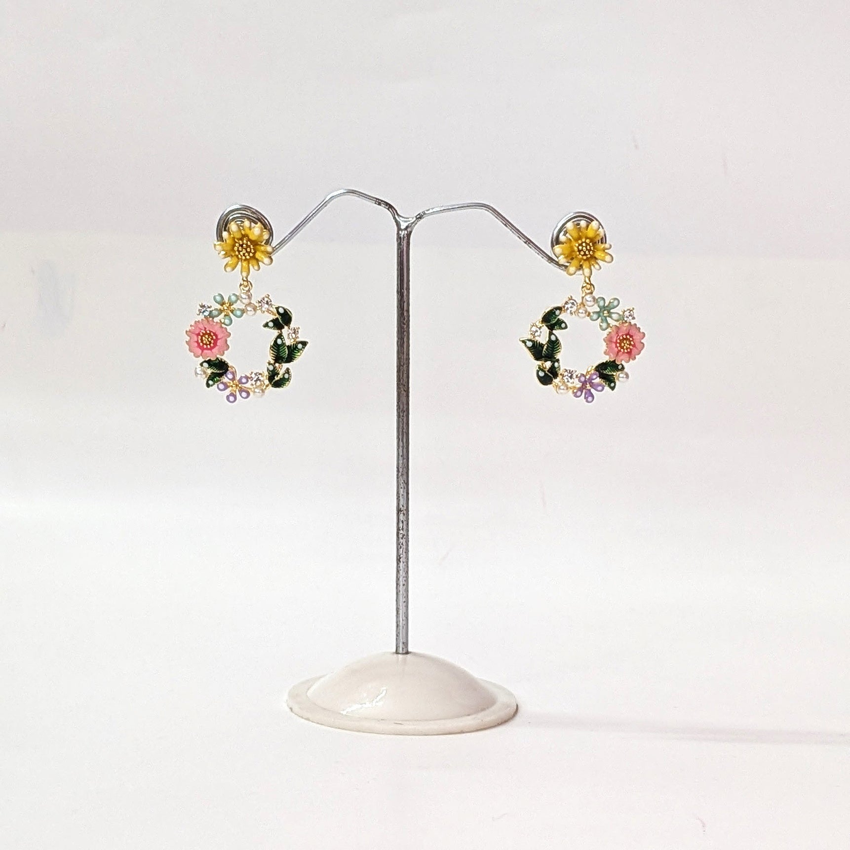 Colorful Floral Hoop Earrings – Spring Garden Style for Women