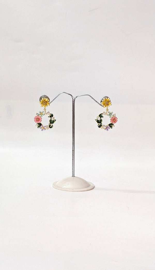Colorful Floral Hoop Earrings – Spring Garden Style for Women