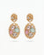 Multicolor Stone-Studded Oval Drop Earrings – Golden Finish