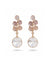 Elegant Leaf Crystal Drop Earrings – Pink & Grey