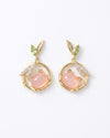 Peach Drop Bear Earrings with Green Leaf Studs