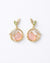 Peach Drop Bear Earrings with Green Leaf Studs