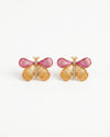 Pink Butterfly Enamel Stud Earrings