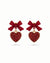 Tiny Red Heart Bow Studs Earrings