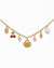 Gold Chain Charm Necklace with Seashells, Leaf & Cherry Accents