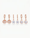 Rose Gold Zirconia Shell Earrings Combo – 3 Pair Dangler Hoops for Women