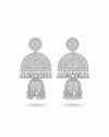 Oxidised Silver Sparkling Double Ethnic Jhumka