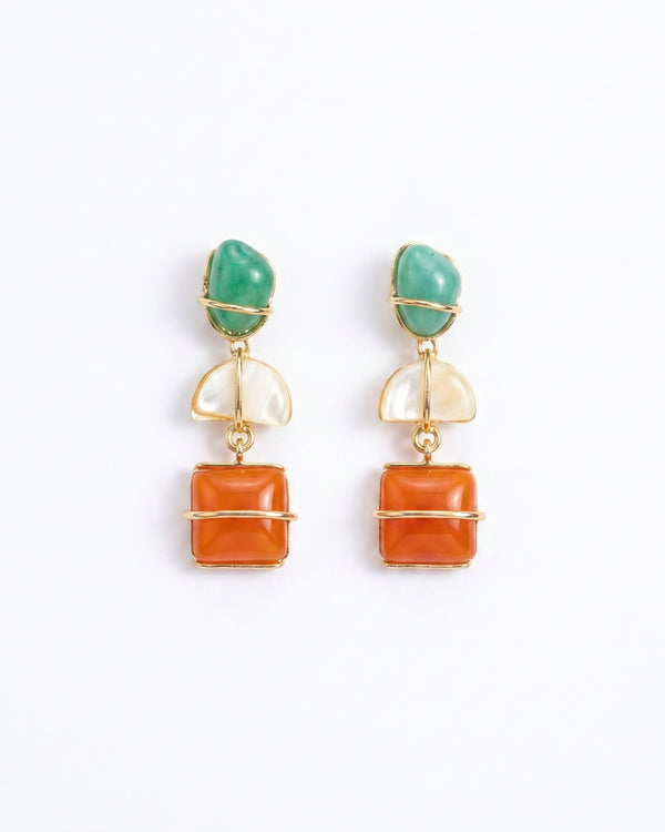 Tangerine Mint Drop Earrings