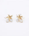 White Orchid Enamel Flower Earrings – Elegant Floral Studs
