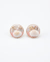 Pink Ocean-Inspired Seashell Stud Earrings with Pearl & Starfish