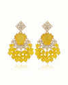 Yellow Floral Dangler Earrings – Vibrant Beaded Festive Statement